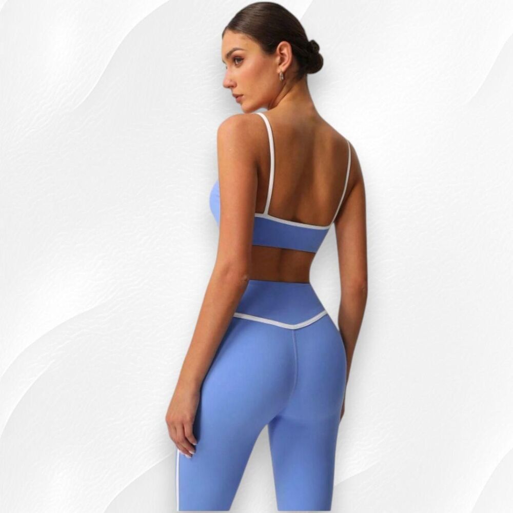 NWOT Amazon Baby Blue Seamless Sexy Matching Workout Set S - Picture 2 of 8